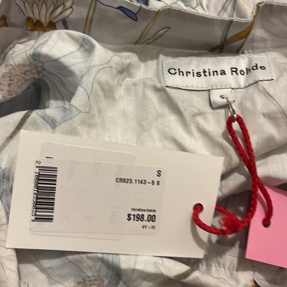 CHRISTINA ROHDE RUFFLED SLEEVE TIERED BOTTOM LIGHT SLATE FLORAL - S - Picture 4 of 4